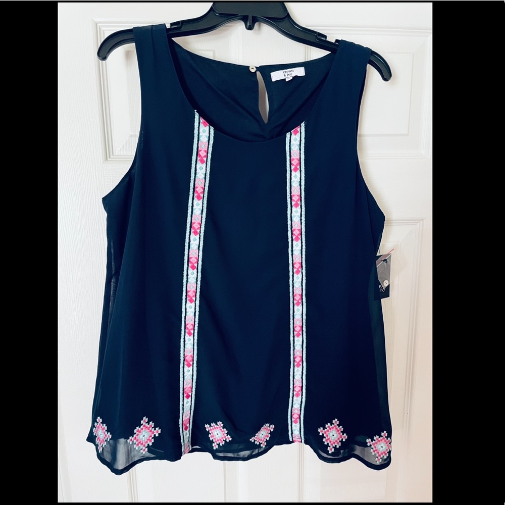 Crown & Ivy Sleeveless Top, Navy (NWT)